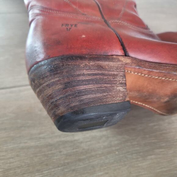 Vintage Frye Boots Mens Size 10.5 Maroon Red Oxblood Billy Western Cowboy USA - Picture 6 of 11
